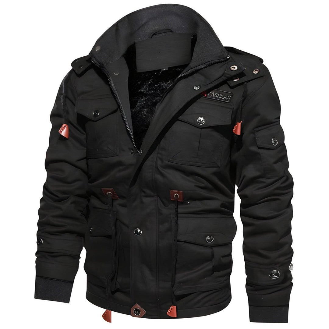 Urban Utility Hooded Jacket with Front Zipper and Multiple Pockets