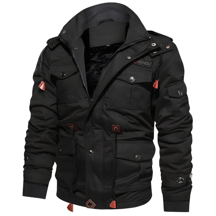 Urban Utility Hooded Jacket with Front Zipper and Multiple Pockets