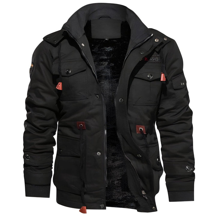 Urban Utility Hooded Jacket with Front Zipper and Multiple Pockets