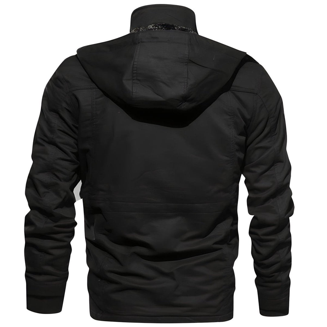 Urban Utility Hooded Jacket with Front Zipper and Multiple Pockets
