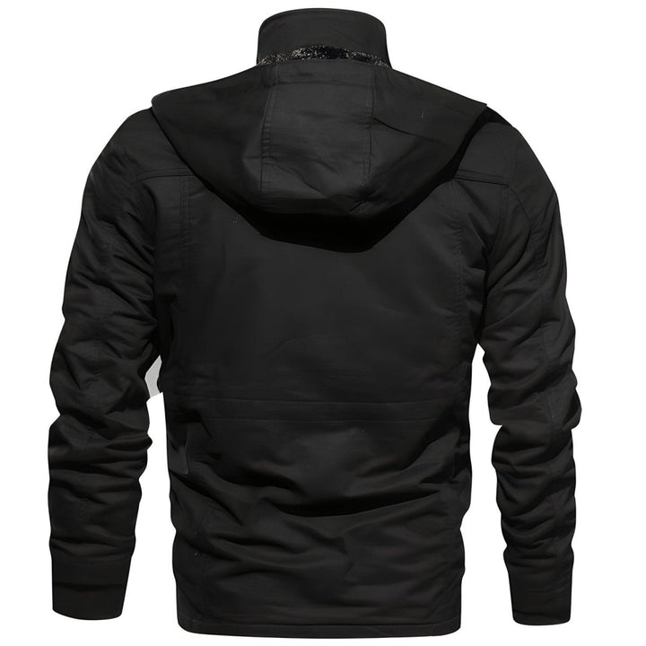 Urban Utility Hooded Jacket with Front Zipper and Multiple Pockets