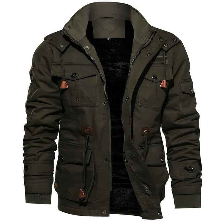 Urban Utility Hooded Jacket with Front Zipper and Multiple Pockets