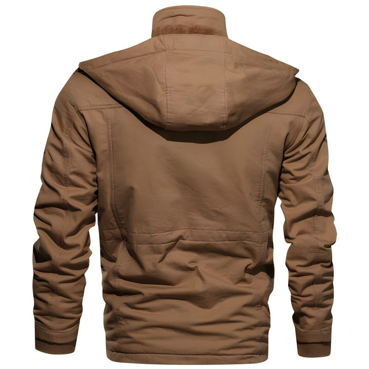 Urban Utility Hooded Jacket with Front Zipper and Multiple Pockets