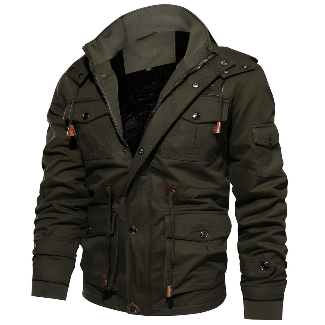 Urban Utility Hooded Jacket with Front Zipper and Multiple Pockets