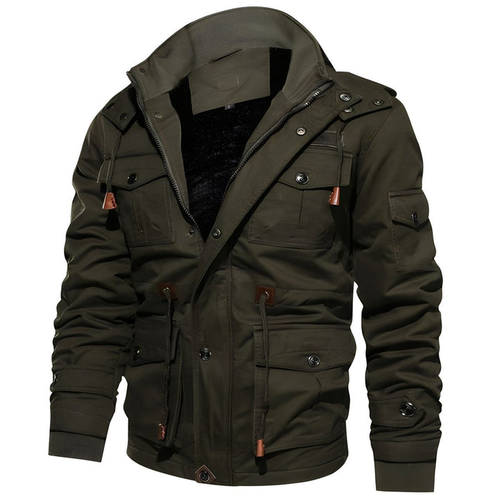 Urban Utility Hooded Jacket with Front Zipper and Multiple Pockets