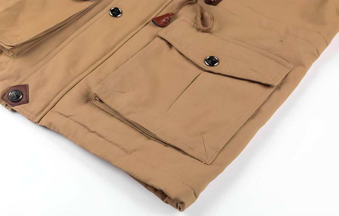 Urban Utility Hooded Jacket with Front Zipper and Multiple Pockets