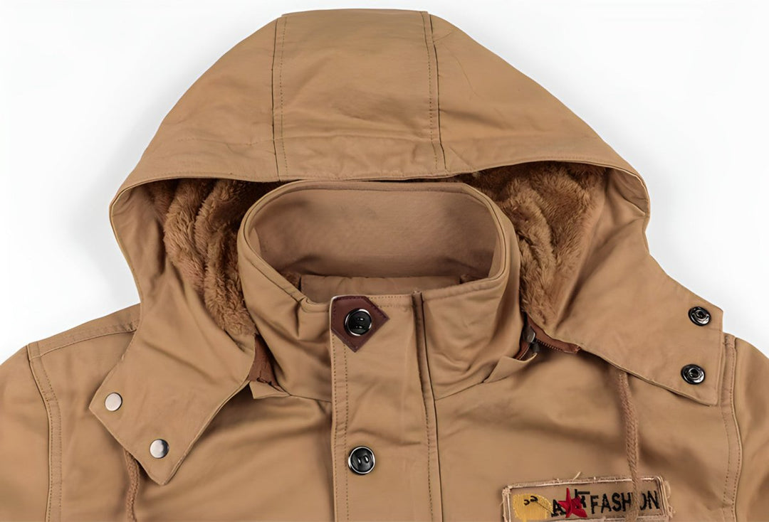 Urban Utility Hooded Jacket with Front Zipper and Multiple Pockets