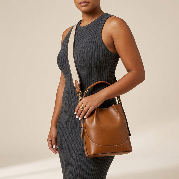 Halcyon – Women's Crossbody Bucket Bag with Canvas Strap