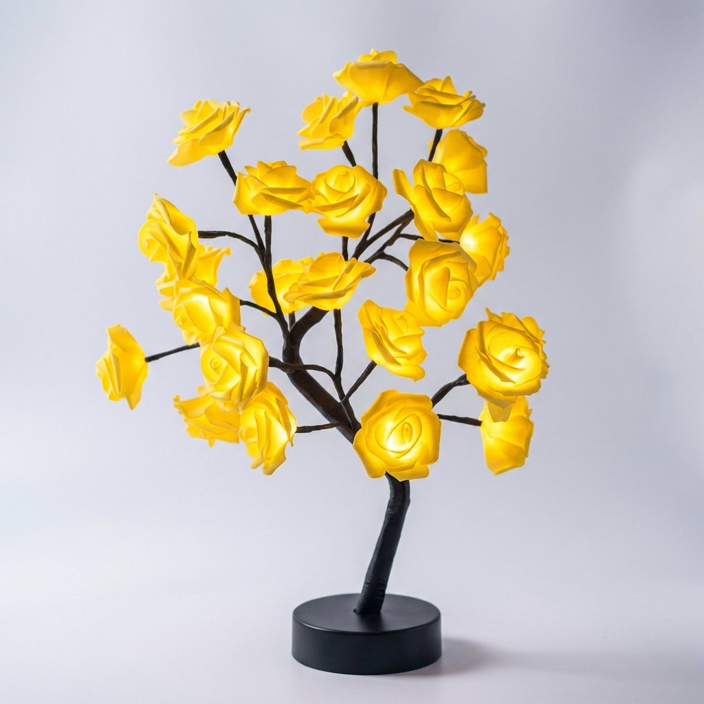 Eternal Rose Ambient Light Sculpture - Handcrafted Floral Lamp with USB & Battery Power