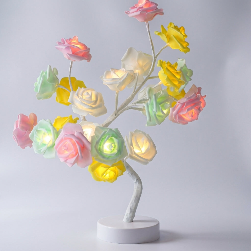 Eternal Rose Ambient Light Sculpture - Handcrafted Floral Lamp with USB & Battery Power
