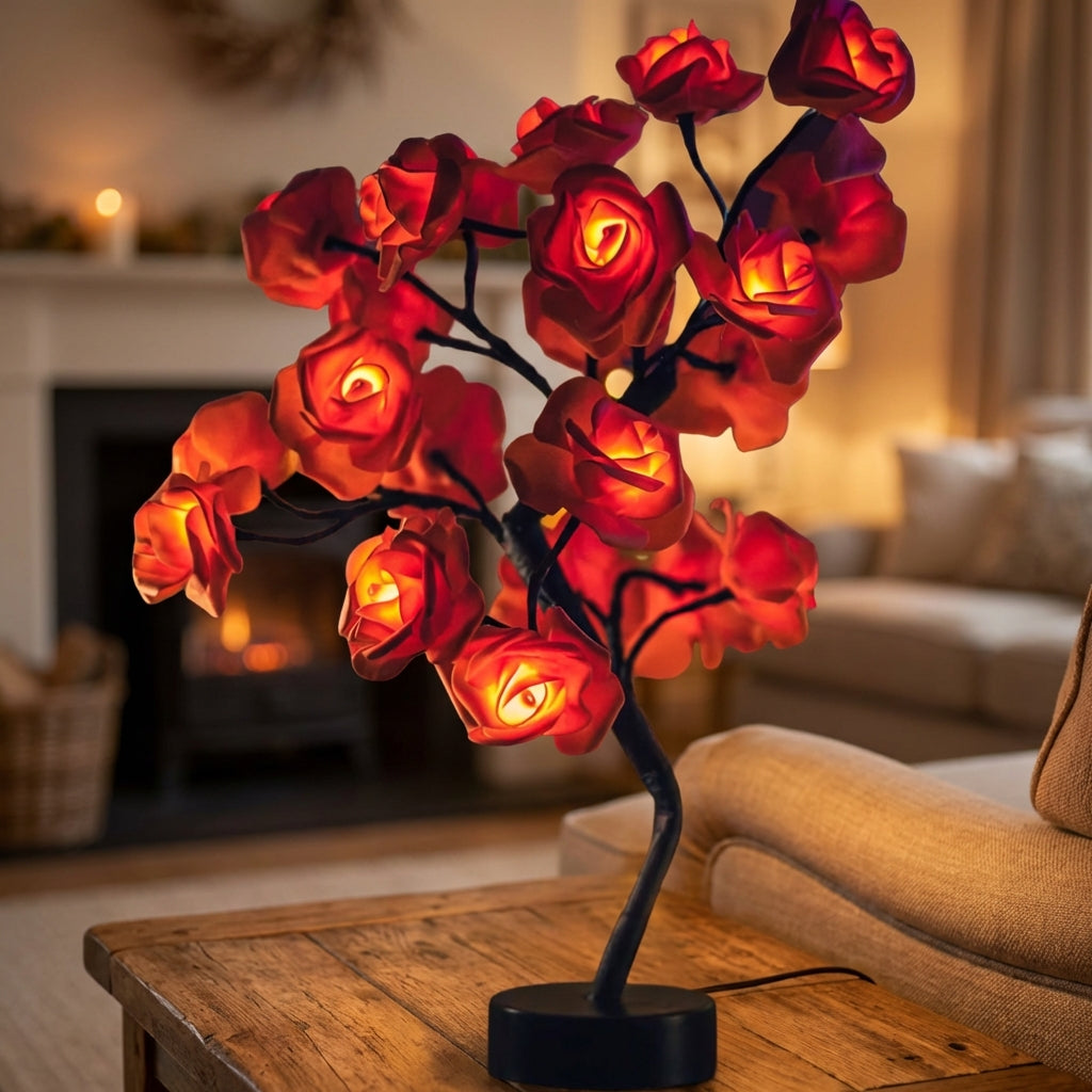 Eternal Rose Ambient Light Sculpture - Handcrafted Floral Lamp with USB & Battery Power