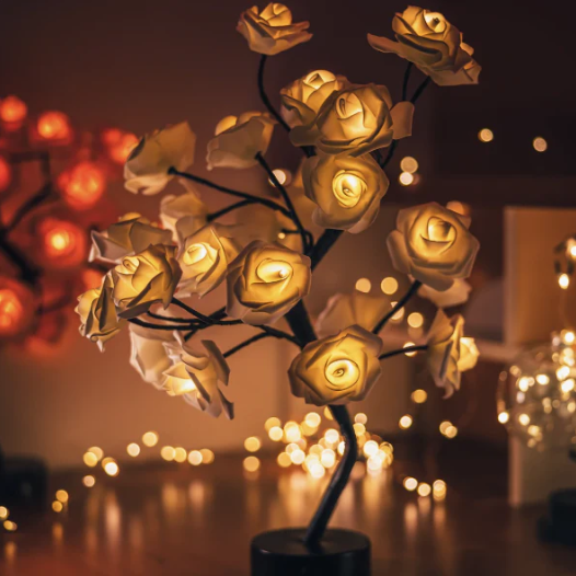 Eternal Rose Ambient Light Sculpture - Handcrafted Floral Lamp with USB & Battery Power