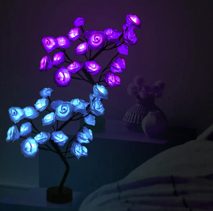 Eternal Rose Ambient Light Sculpture - Handcrafted Floral Lamp with USB & Battery Power