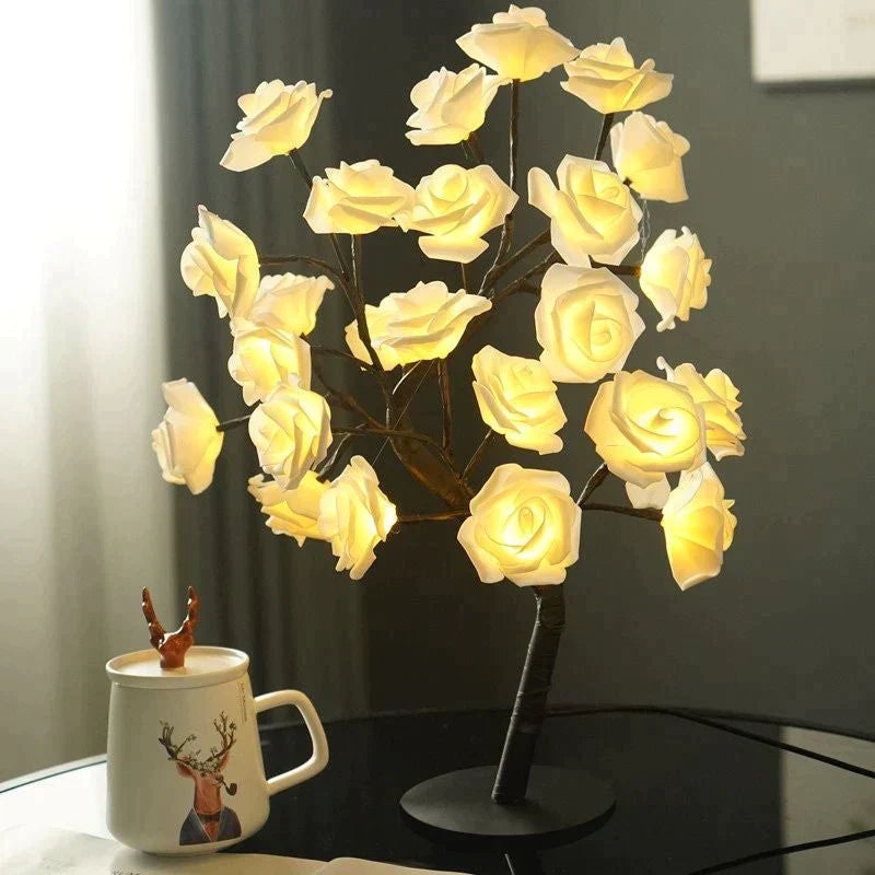 Eternal Rose Ambient Light Sculpture - Handcrafted Floral Lamp with USB & Battery Power
