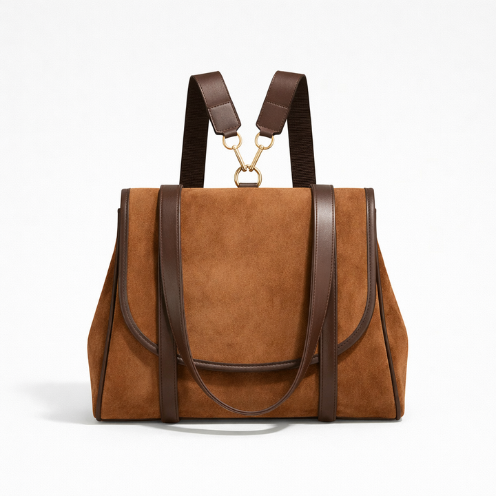 Harlo – Large PU Suede Flap Backpack for Women