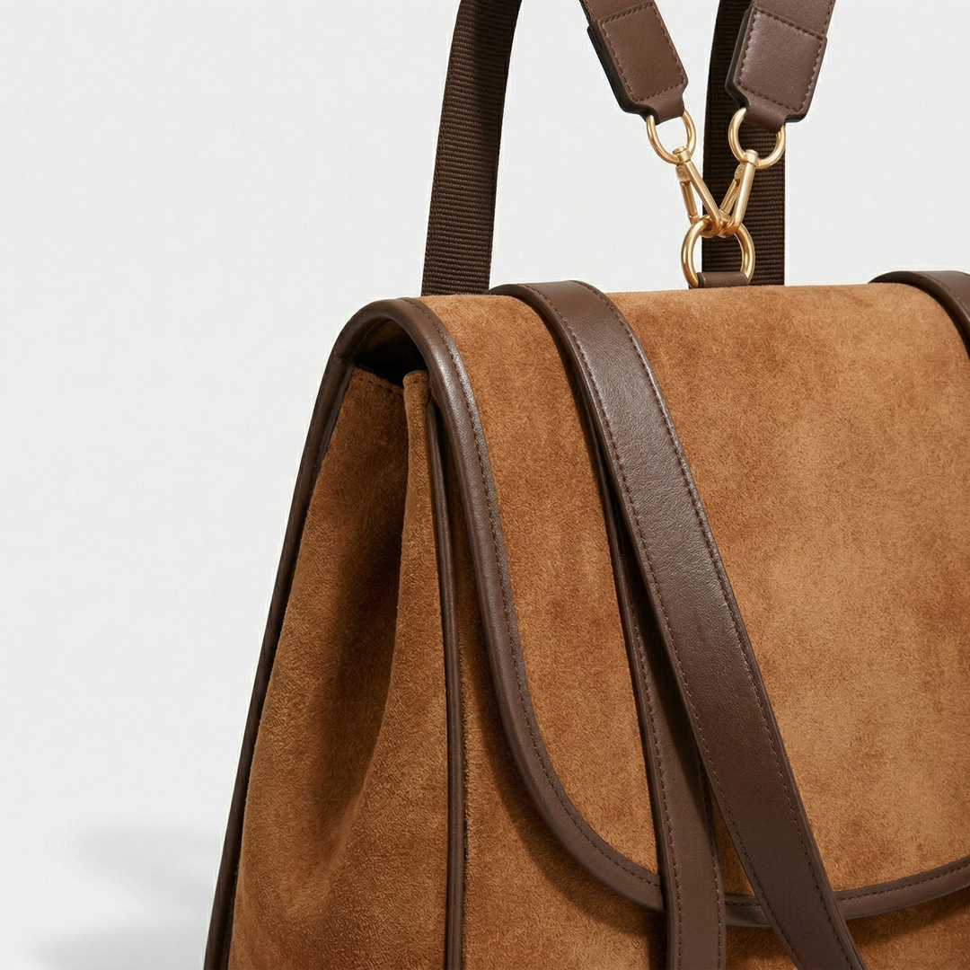Harlo – Large PU Suede Flap Backpack for Women