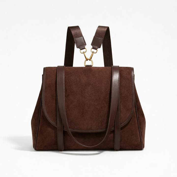Harlo – Large PU Suede Flap Backpack for Women