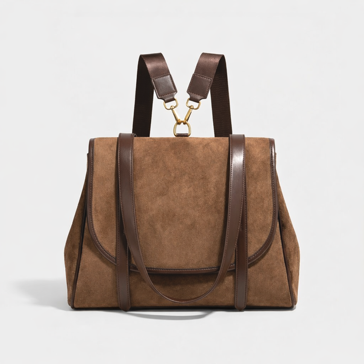 Harlo – Large PU Suede Flap Backpack for Women
