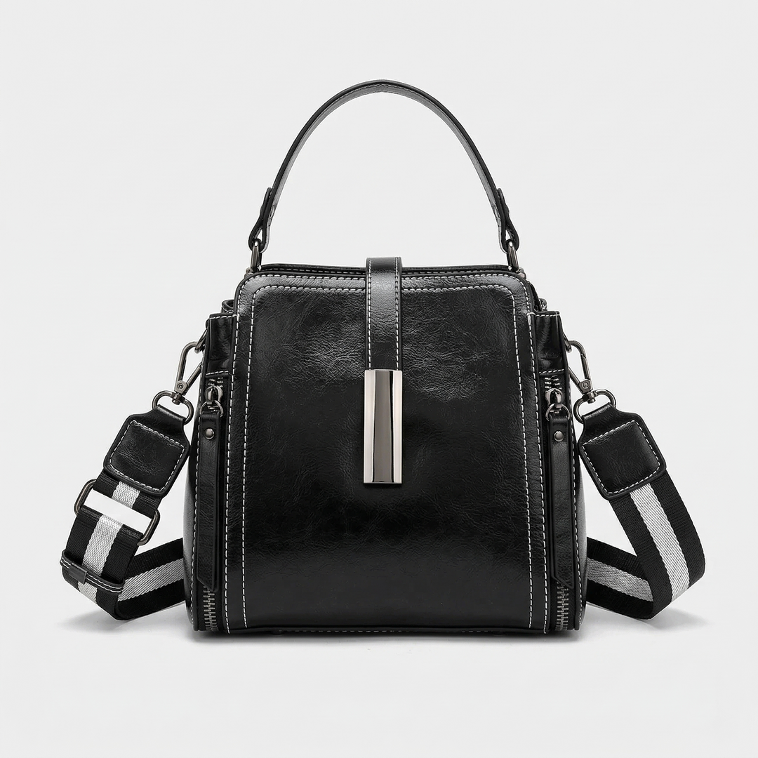 Harlow – Small Vegan Leather Crossbody Satchel, Top Handle Bag