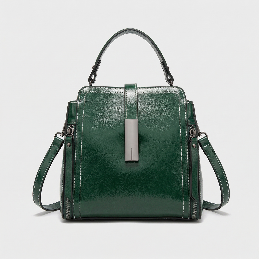 Harlow – Small Vegan Leather Crossbody Satchel, Top Handle Bag