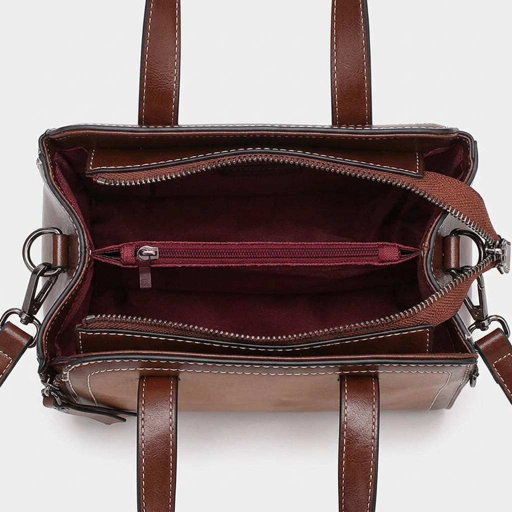 Harlow – Small Vegan Leather Crossbody Satchel, Top Handle Bag
