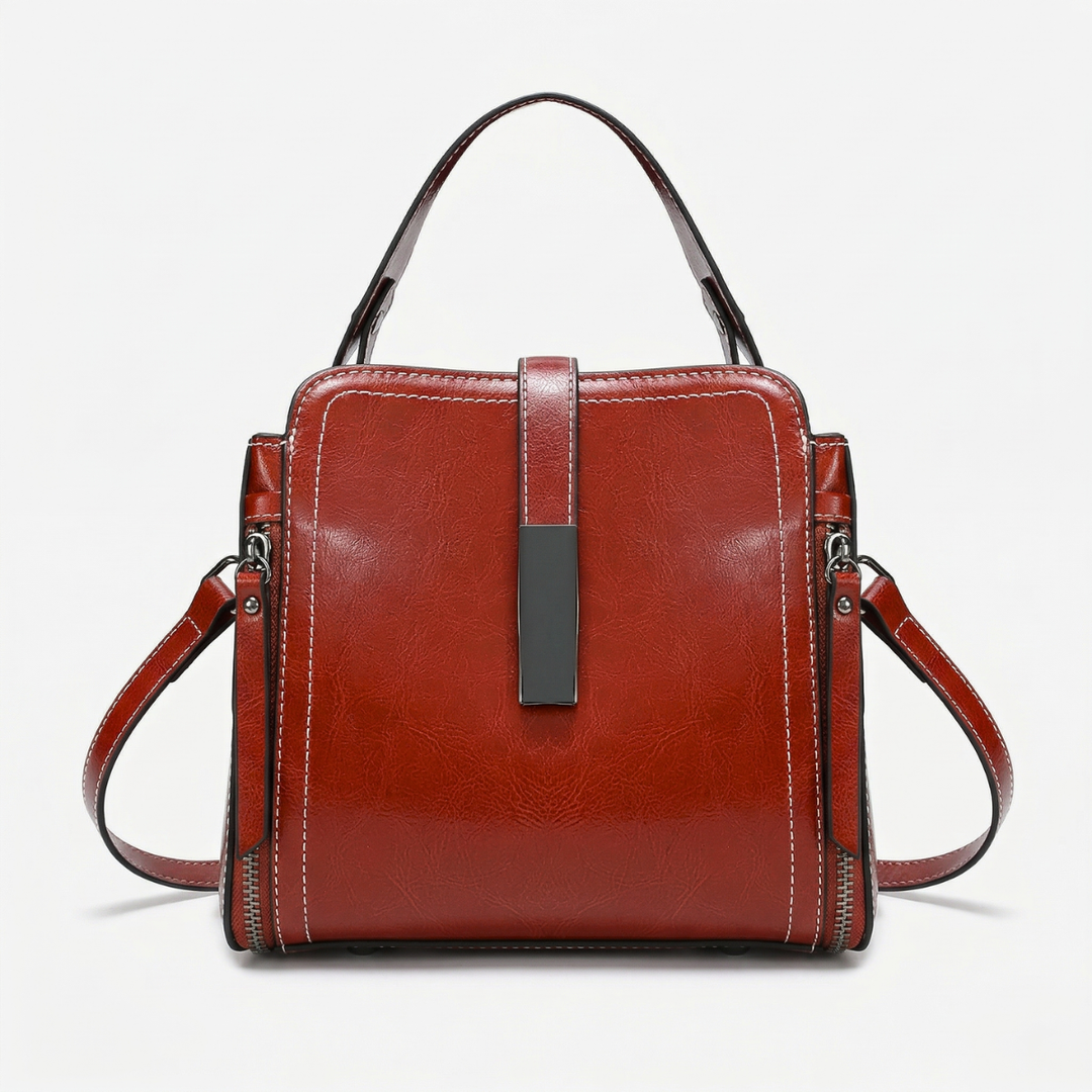 Harlow – Small Vegan Leather Crossbody Satchel, Top Handle Bag