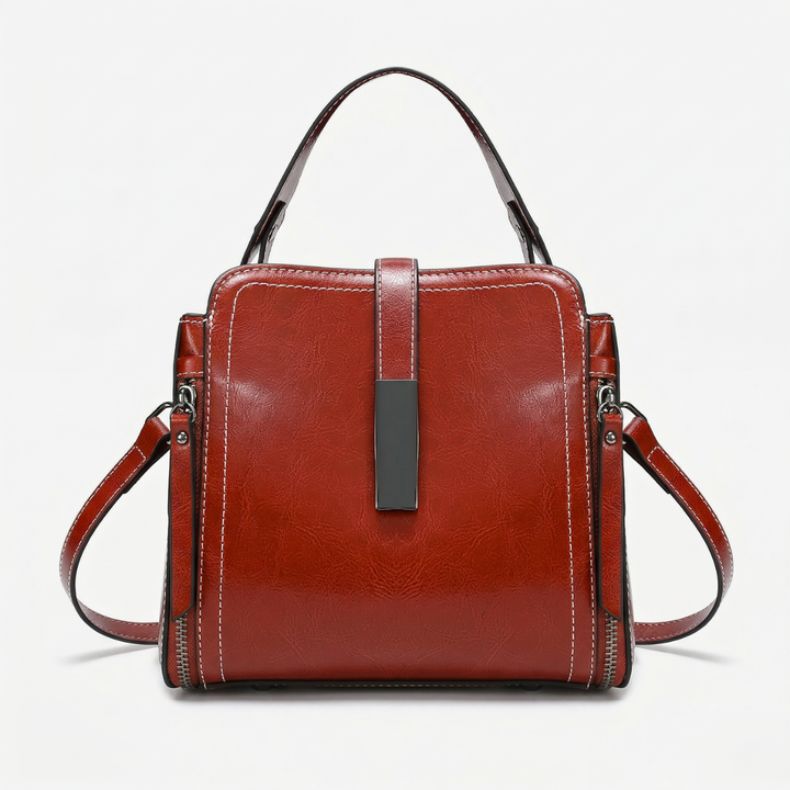 Harlow – Small Vegan Leather Crossbody Satchel, Top Handle Bag