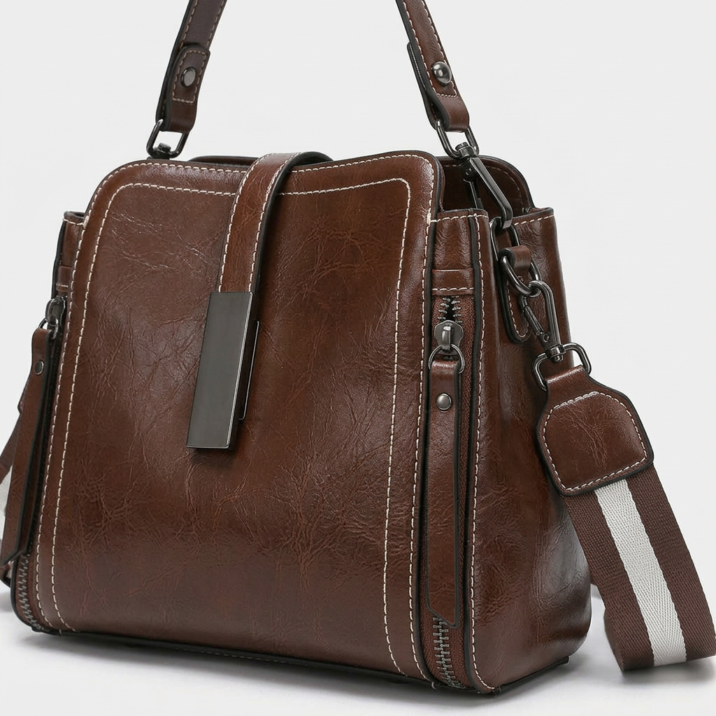 Harlow – Small Vegan Leather Crossbody Satchel, Top Handle Bag