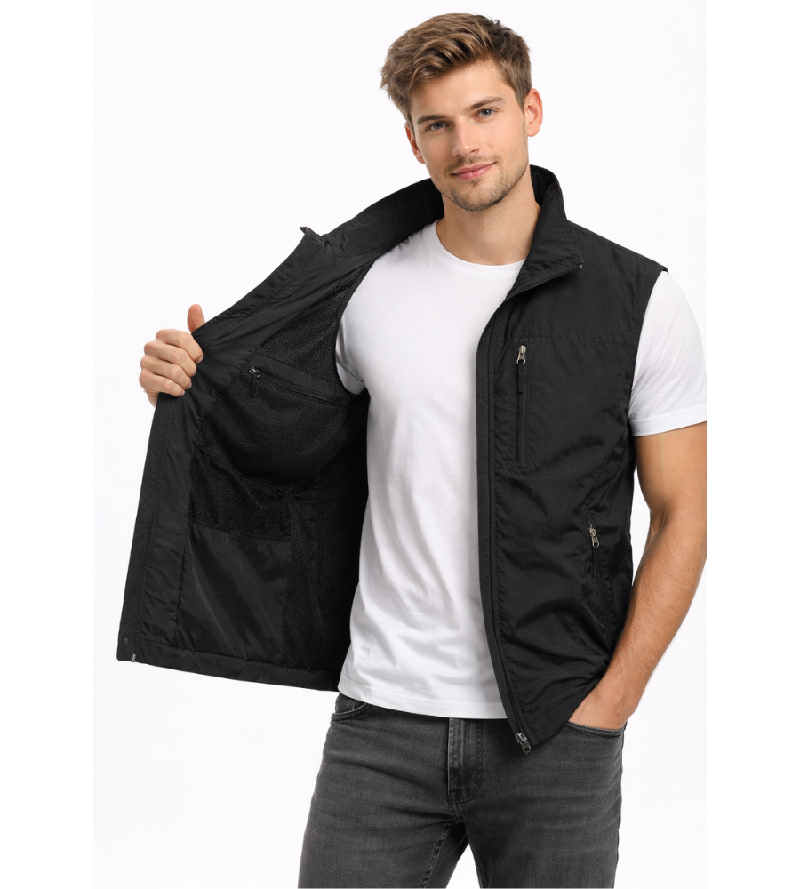 Men's Bodywarmer Zipper Stand Collar Outdoor Vest