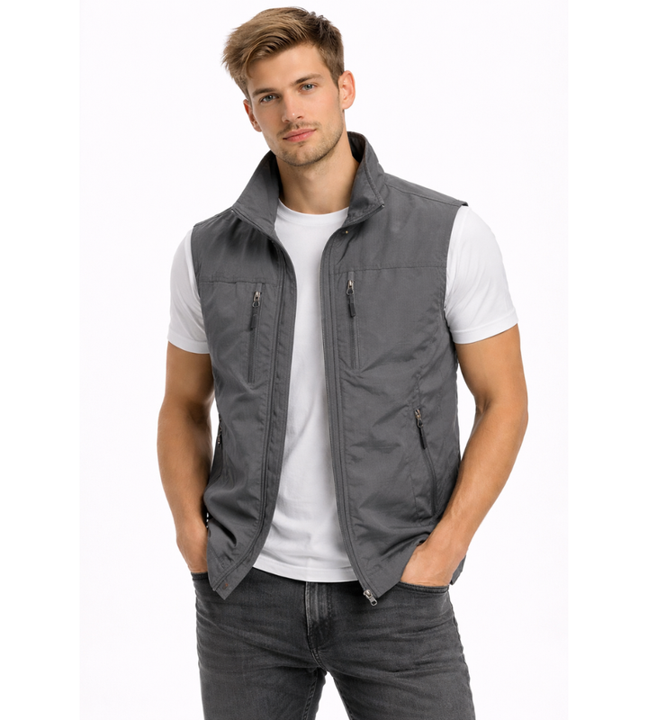 Men's Bodywarmer Zipper Stand Collar Outdoor Vest