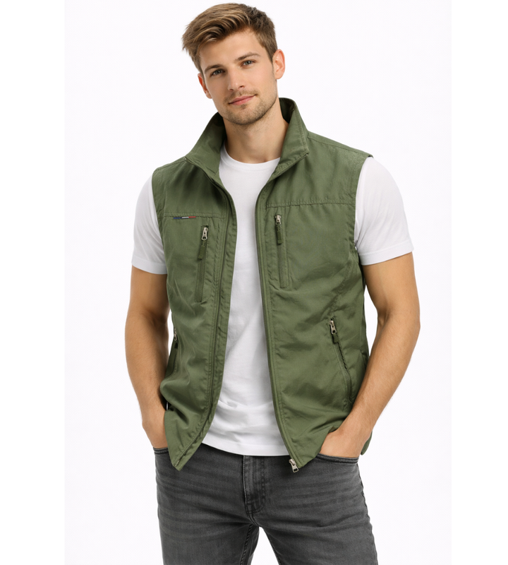 Men's Bodywarmer Zipper Stand Collar Outdoor Vest