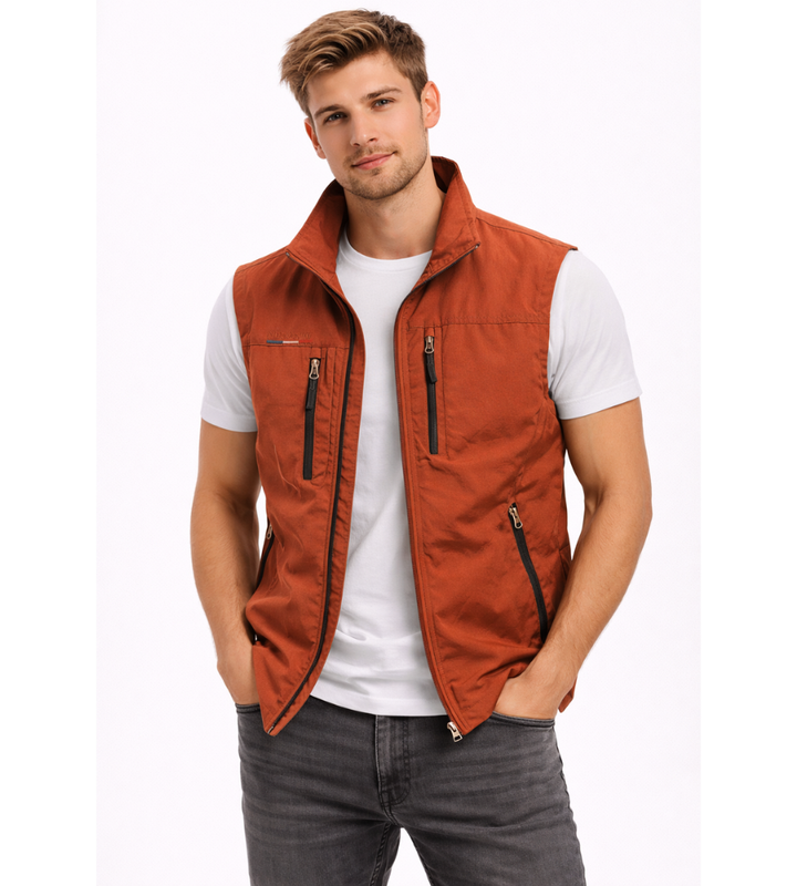 Men's Bodywarmer Zipper Stand Collar Outdoor Vest