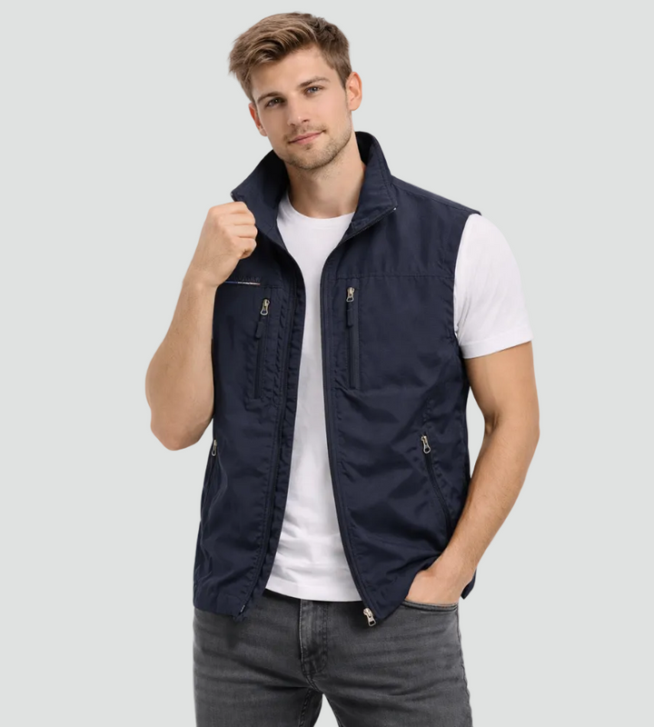 Men's Bodywarmer Zipper Stand Collar Outdoor Vest