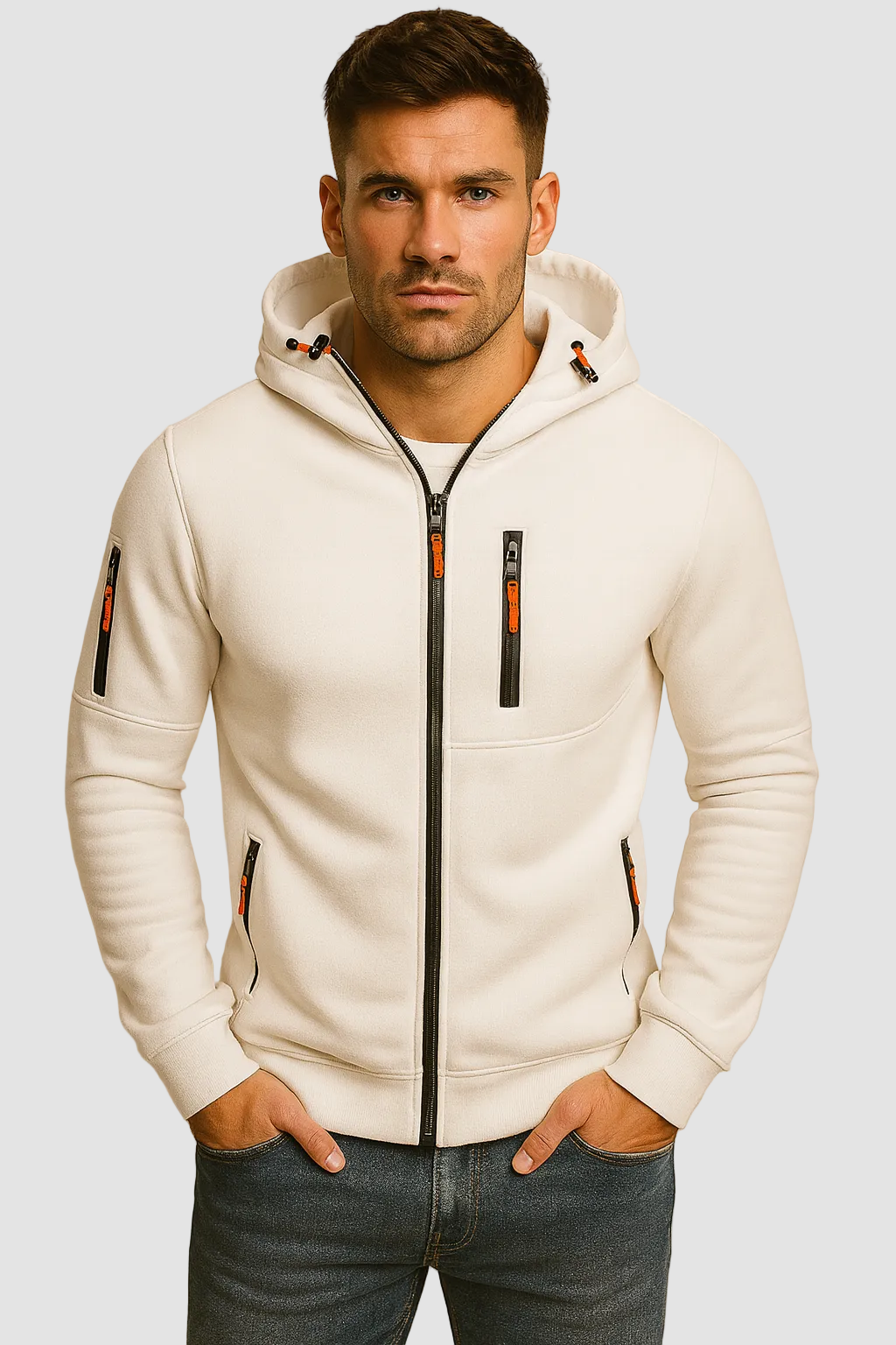Men's Hoodie with Zipper and Hood Comfortable Fit