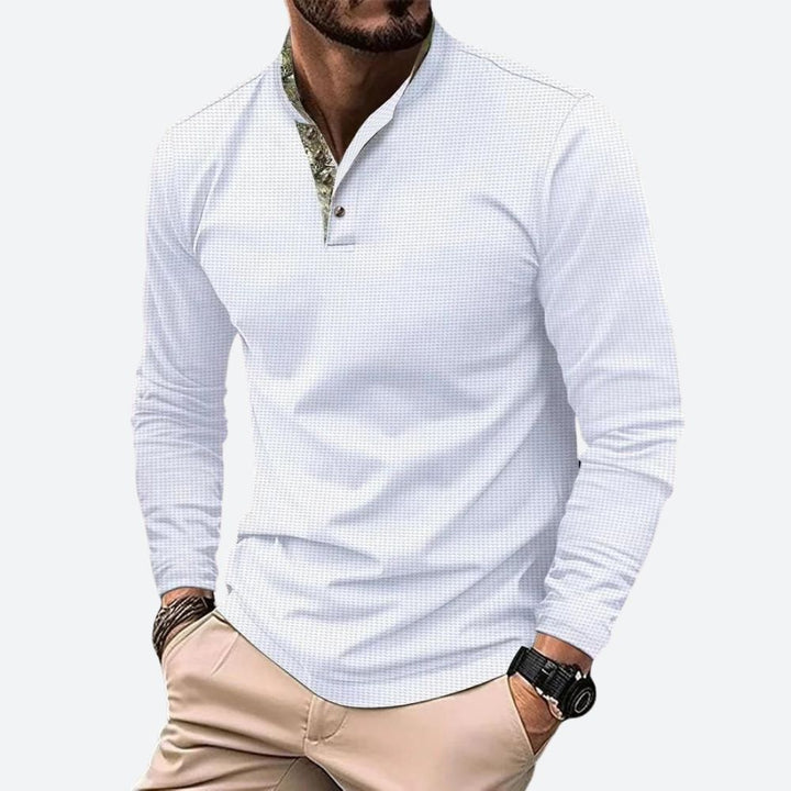 Men's long-sleeve polo shirt with breathable material