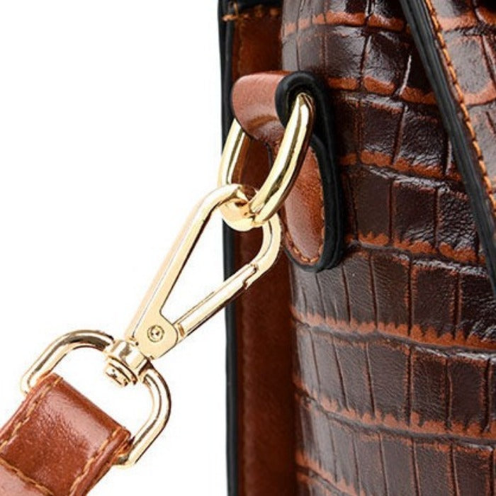 Vesper – Croc Embossed Cowhide Shoulder Bag for Women