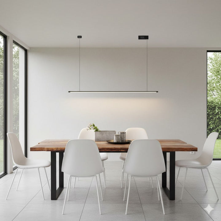 Modern Linear LED Kitchen Island Pendant Light - Dimmable Black Metal Fixture