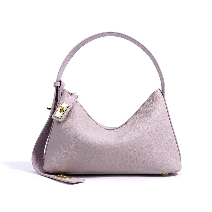 Quinn – Pebbled Shoulder Bag With Gold Lock Charm