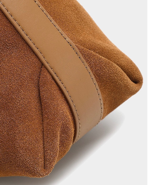 Renzo – Women's Suede Hobo Bag with Coiled Leather Detail & Tassel Charm