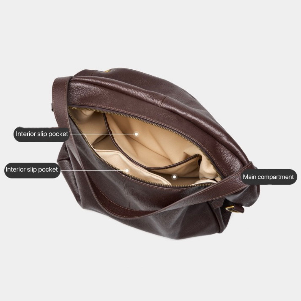 Harlow – Large Leather Hobo Bag, Women's Oversized Shoulder Bag with Crossbody Strap & Front Pocket