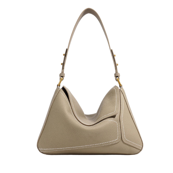Dalloz – Women's Leather Shoulder Bag with Geometric Panelled Flap Detail