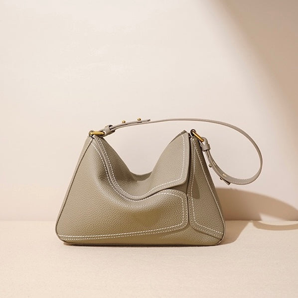 Dalloz – Women's Leather Shoulder Bag with Geometric Panelled Flap Detail