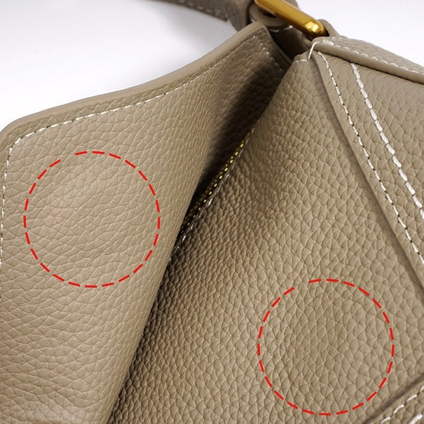 Dalloz – Women's Leather Shoulder Bag with Geometric Panelled Flap Detail