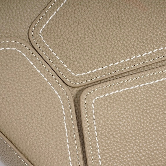 Dalloz – Women's Leather Shoulder Bag with Geometric Panelled Flap Detail