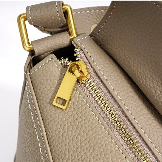 Dalloz – Women's Leather Shoulder Bag with Geometric Panelled Flap Detail
