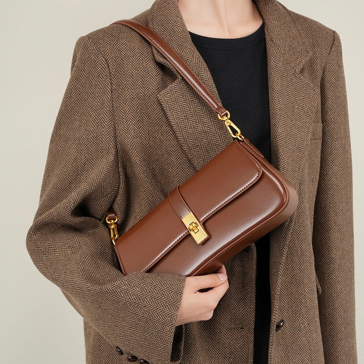 Roux – Women's Baguette Bag With Gold Turn-Lock Closure