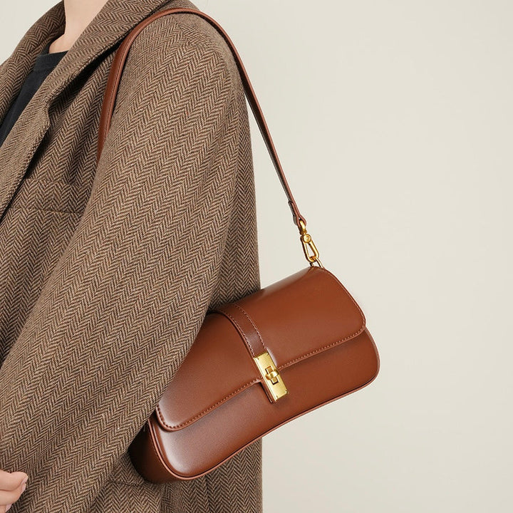 Roux – Women's Baguette Bag With Gold Turn-Lock Closure