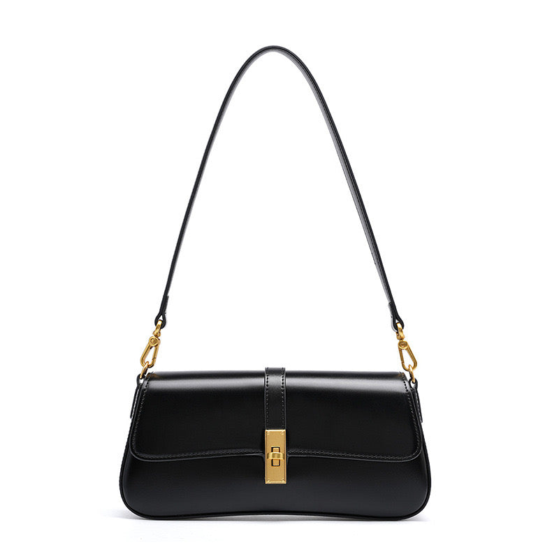 Roux – Women's Baguette Bag With Gold Turn-Lock Closure