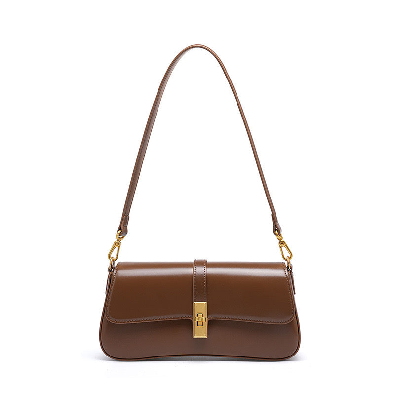 Roux – Women's Baguette Bag With Gold Turn-Lock Closure
