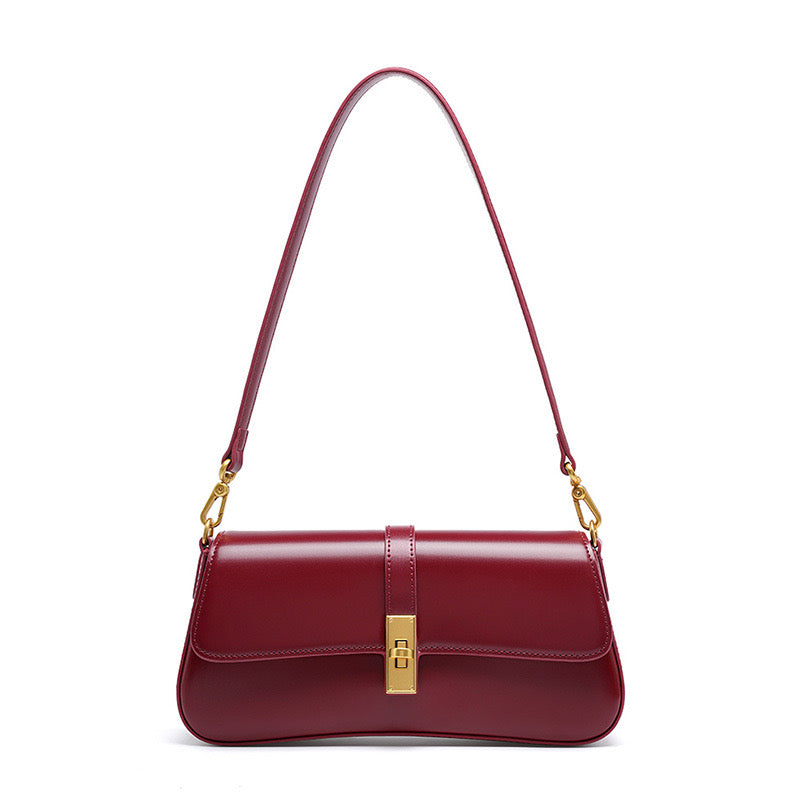 Roux – Women's Baguette Bag With Gold Turn-Lock Closure
